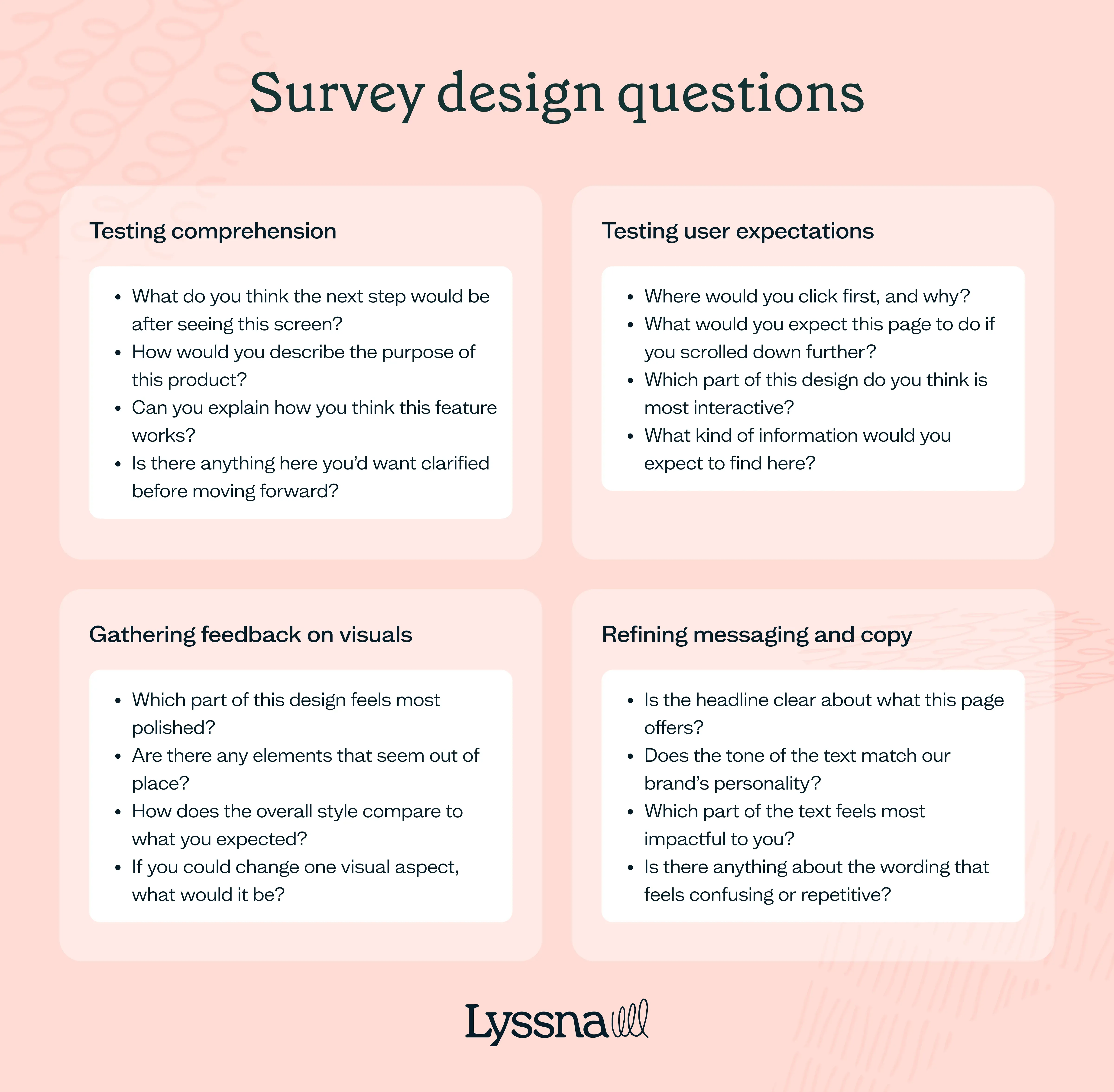 List of questions to ask in a design survey