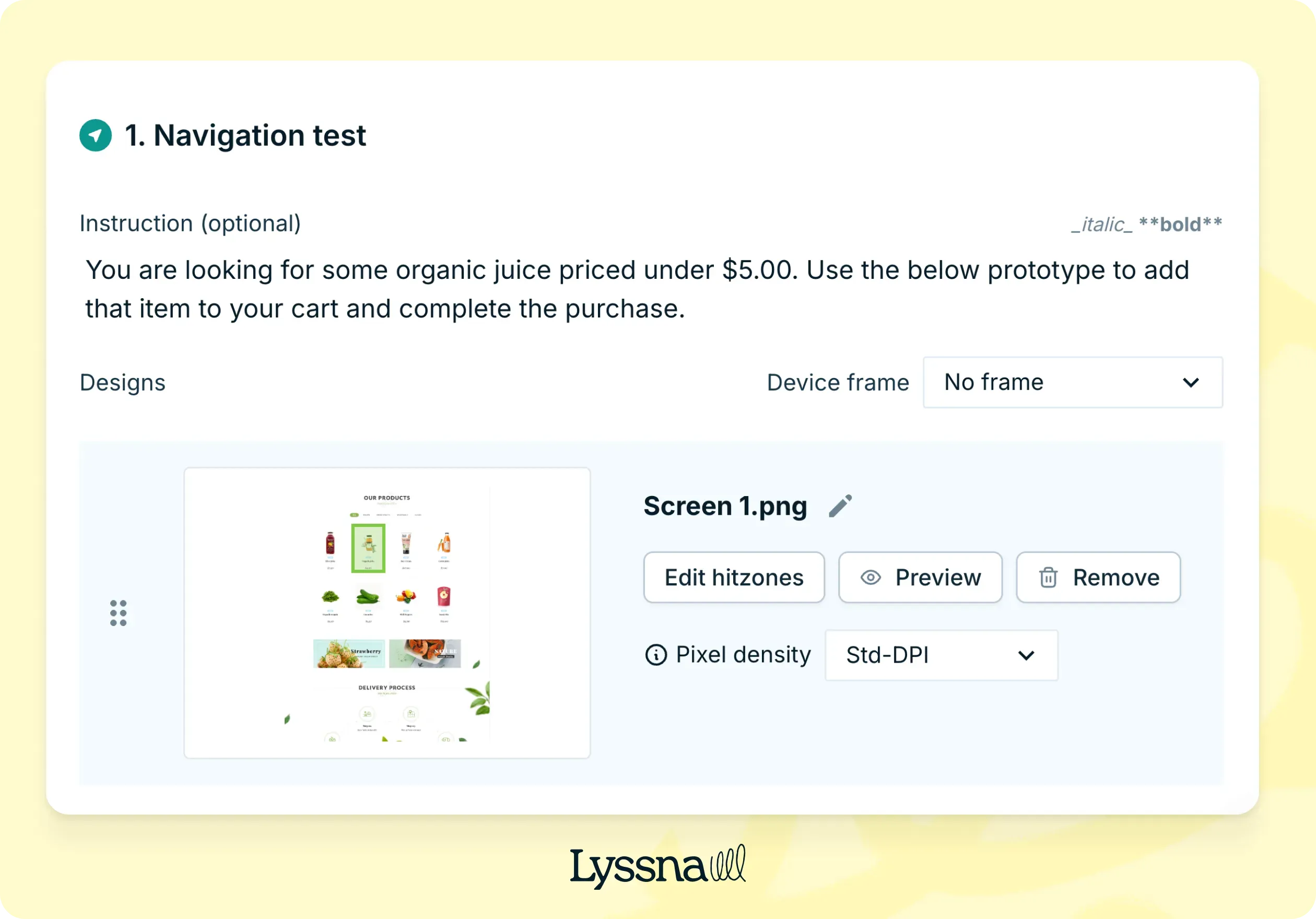 Assess checkout navigation flow template from Lyssna