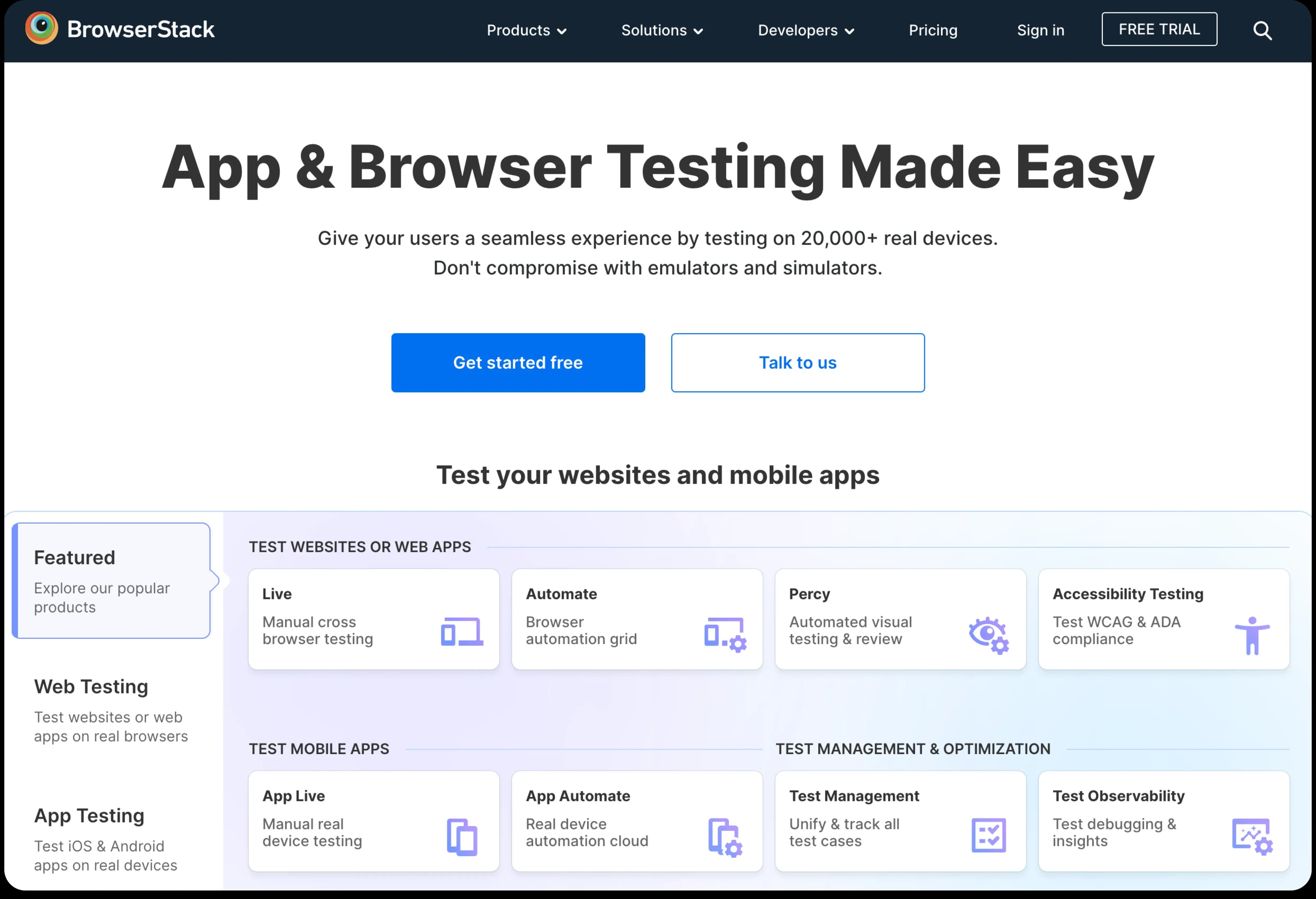 The BrowserSack homepage