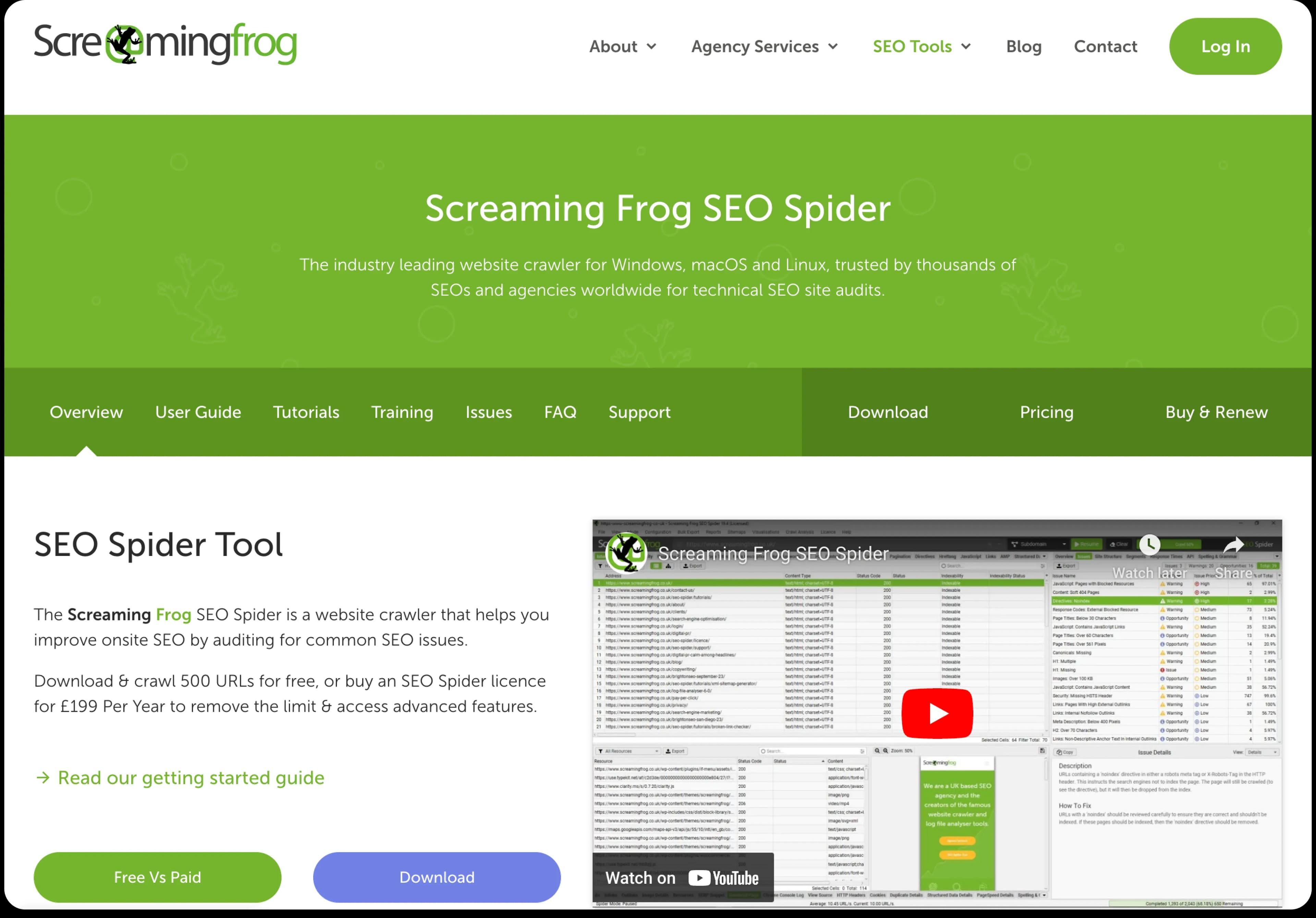 The ScreamingFrog homepage
