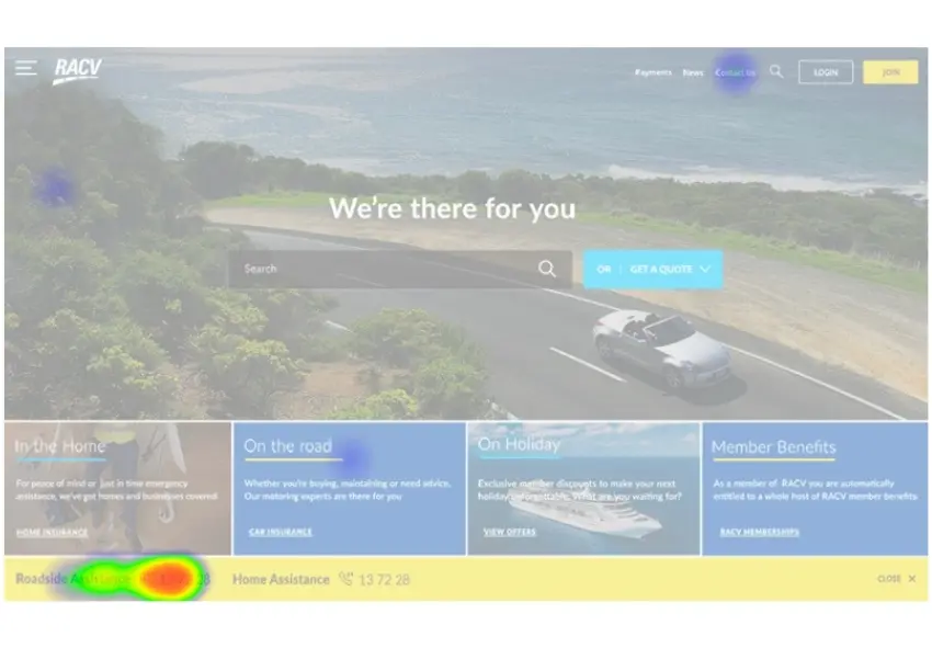 Heatmap of landing page from WongDoody (fka Carter Digital) client